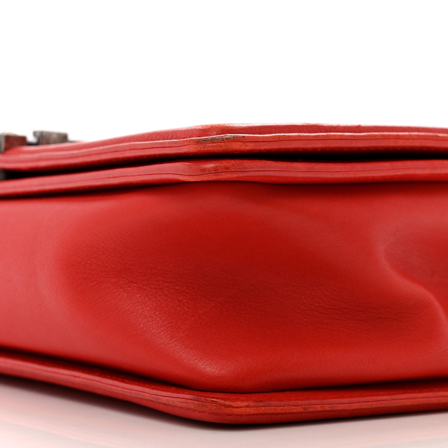 Calfskin Double Stitch New Medium Boy Flap Red