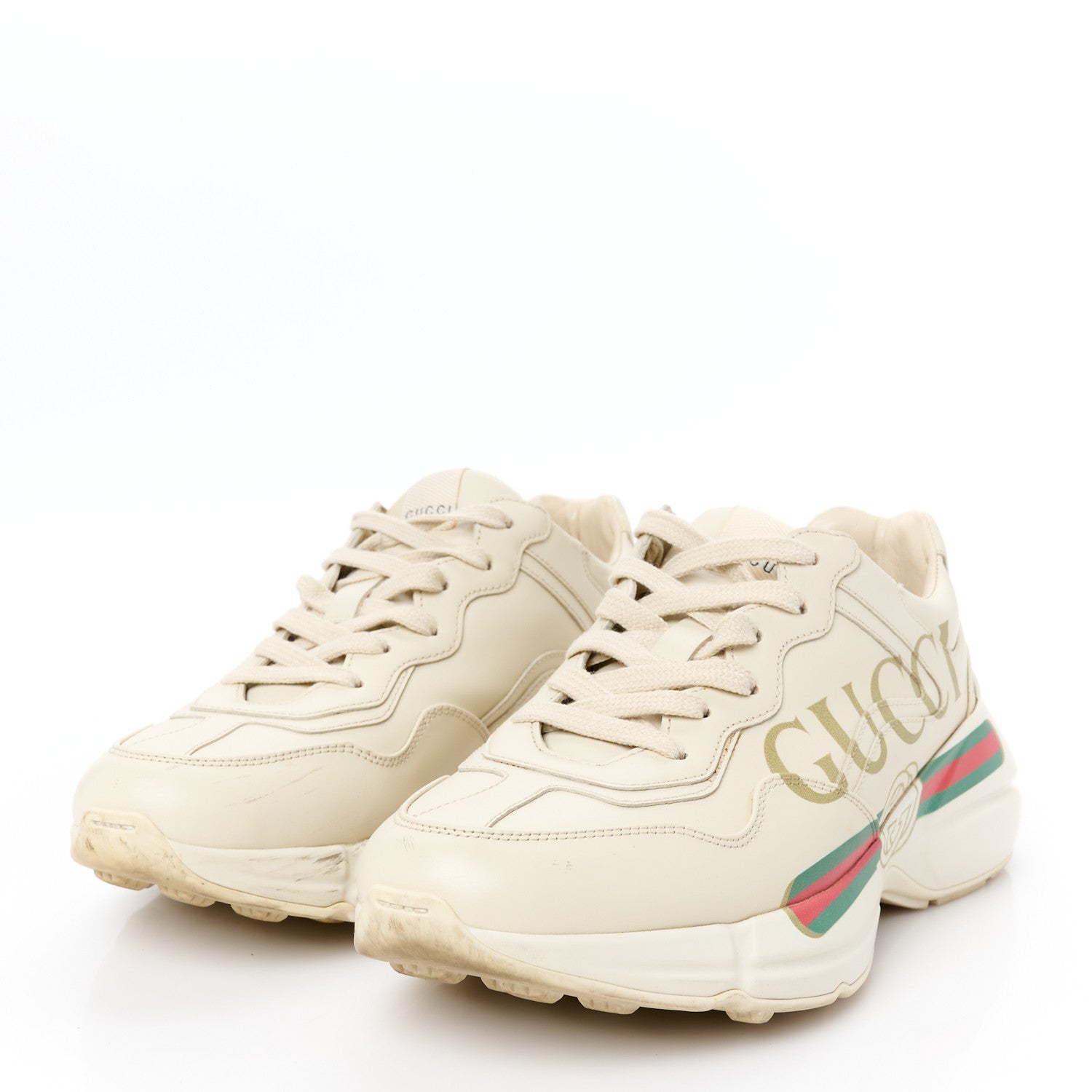 Calfskin Logo Womens Rhyton Sneakers 38.5 Ivory