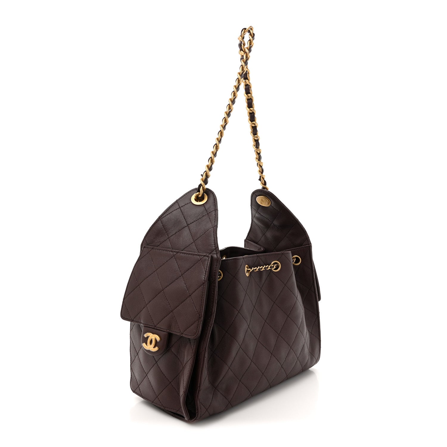 Caviar Quilted Small Chanel 25 Handbag Dark Brown
