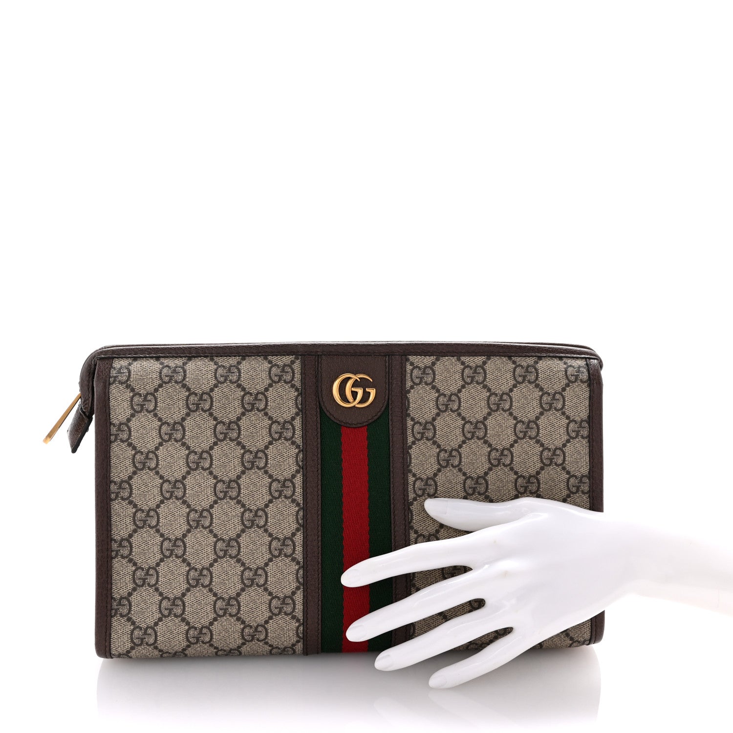 GG Supreme Monogram Web Ophidia GG Toiletry Case Beige New Acero