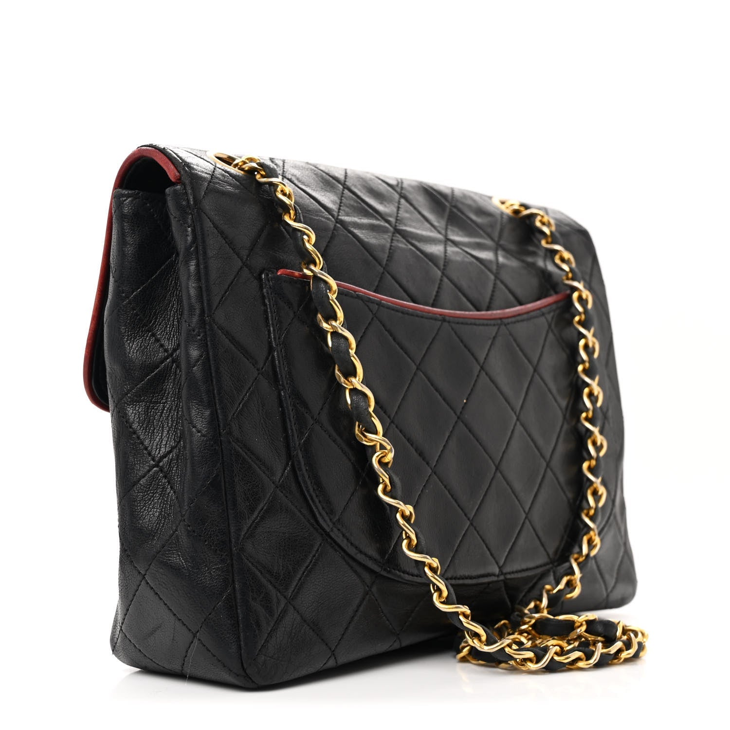 Lambskin Quilted Bi-Color Small Single Flap Black