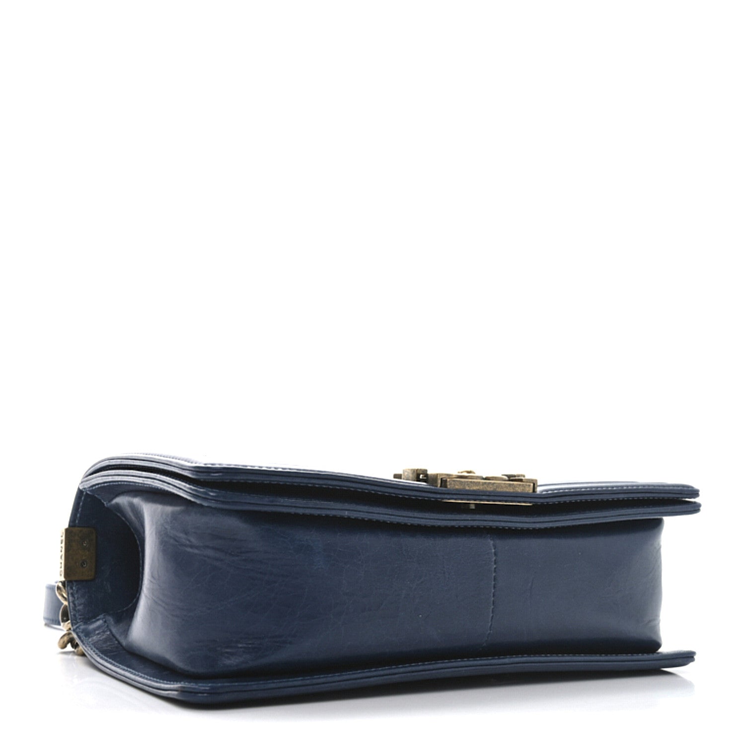 Glazed Calfskin Quilted Medium Boy Flap Blue