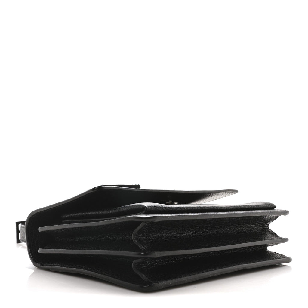 Grained Calfskin Medium Monogram Sunset Satchel Black
