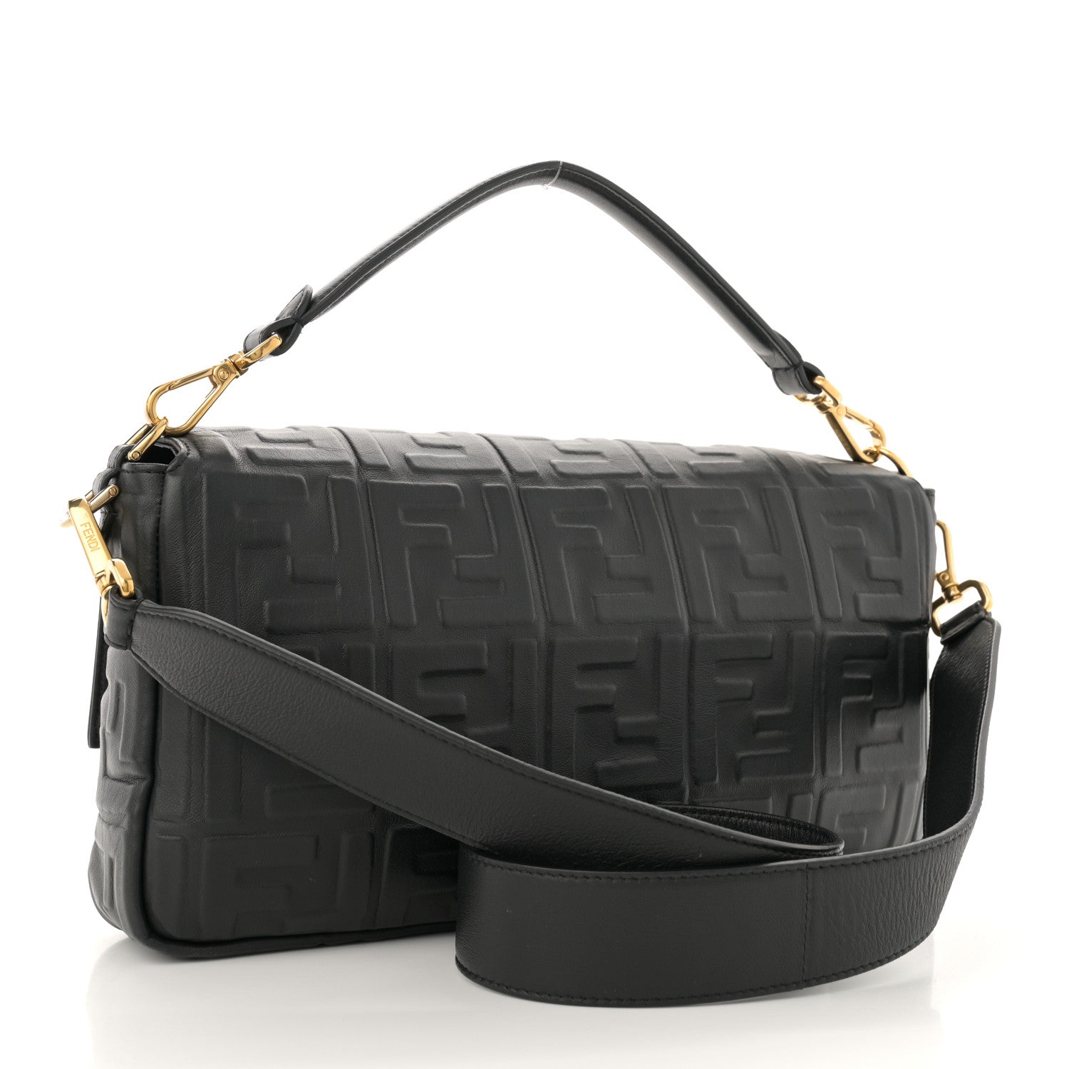 Nappa FF 1974 Embossed Large Baguette Black