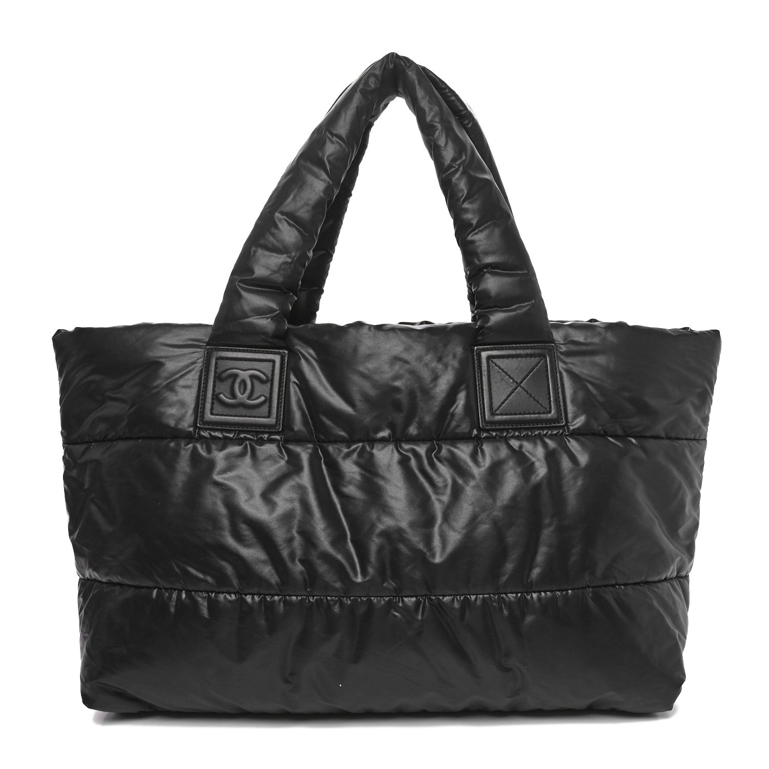 Nylon Quilted Medium Coco Cocoon Reversible Tote Black