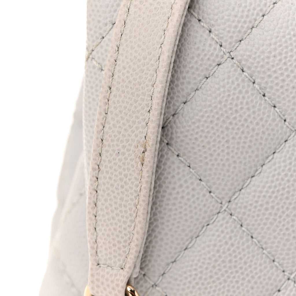 Caviar Quilted Mini Coco Handle Flap Light Grey