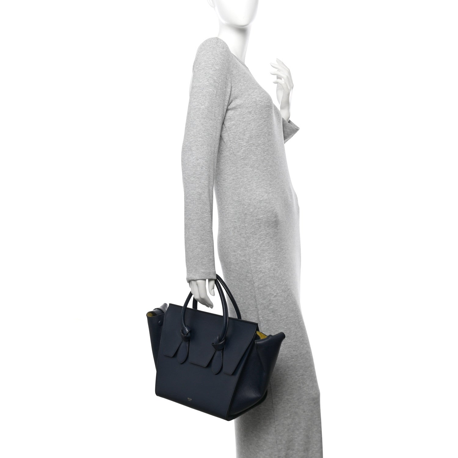 Smooth Calfskin Small Tie Knot Tote Navy Blue