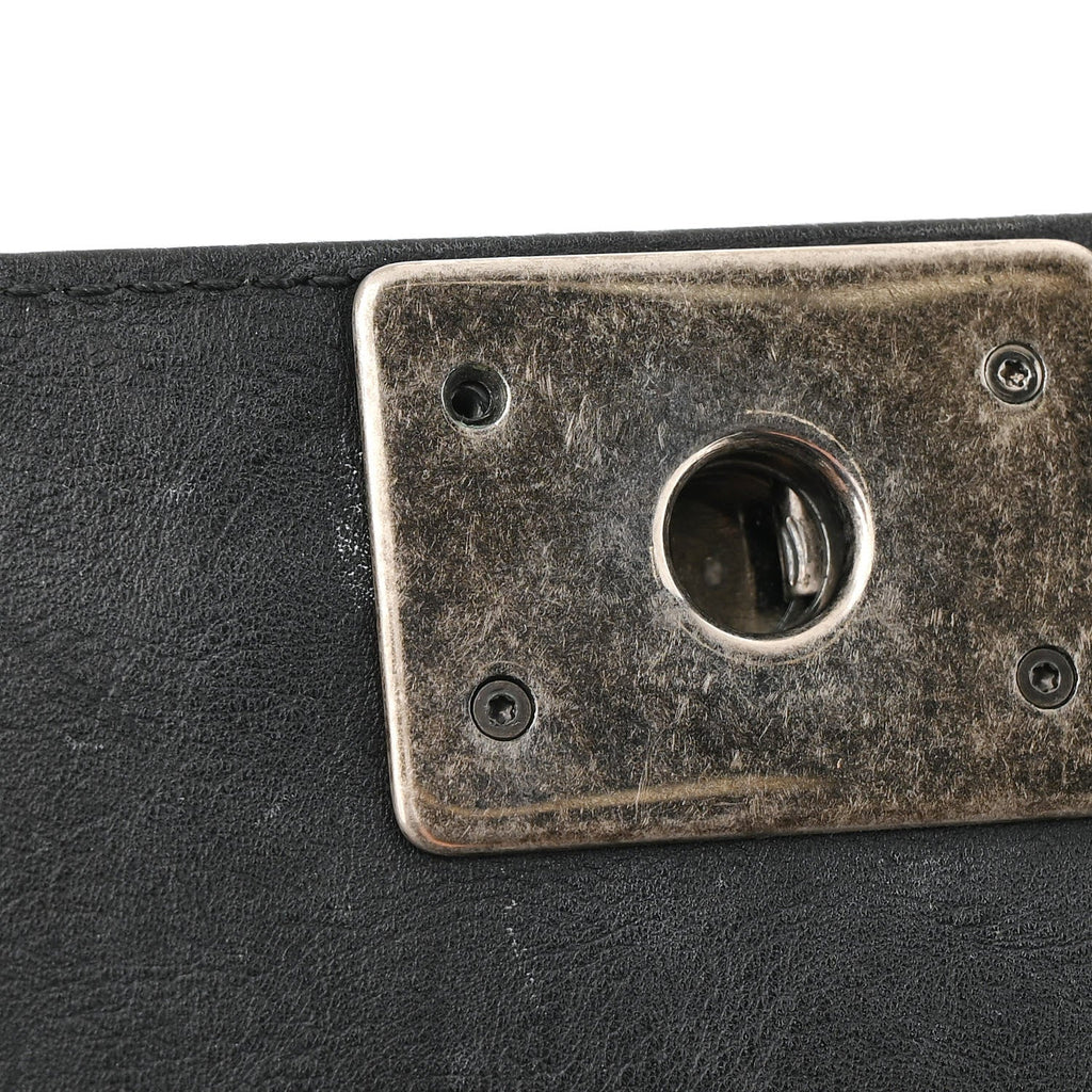 Calfskin Quilted Embellished Metal Small Boy Flap Black