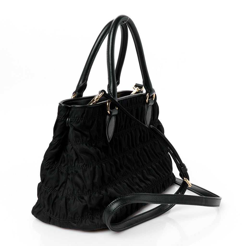 Tessuto Nylon Gaufre Small Tote Black