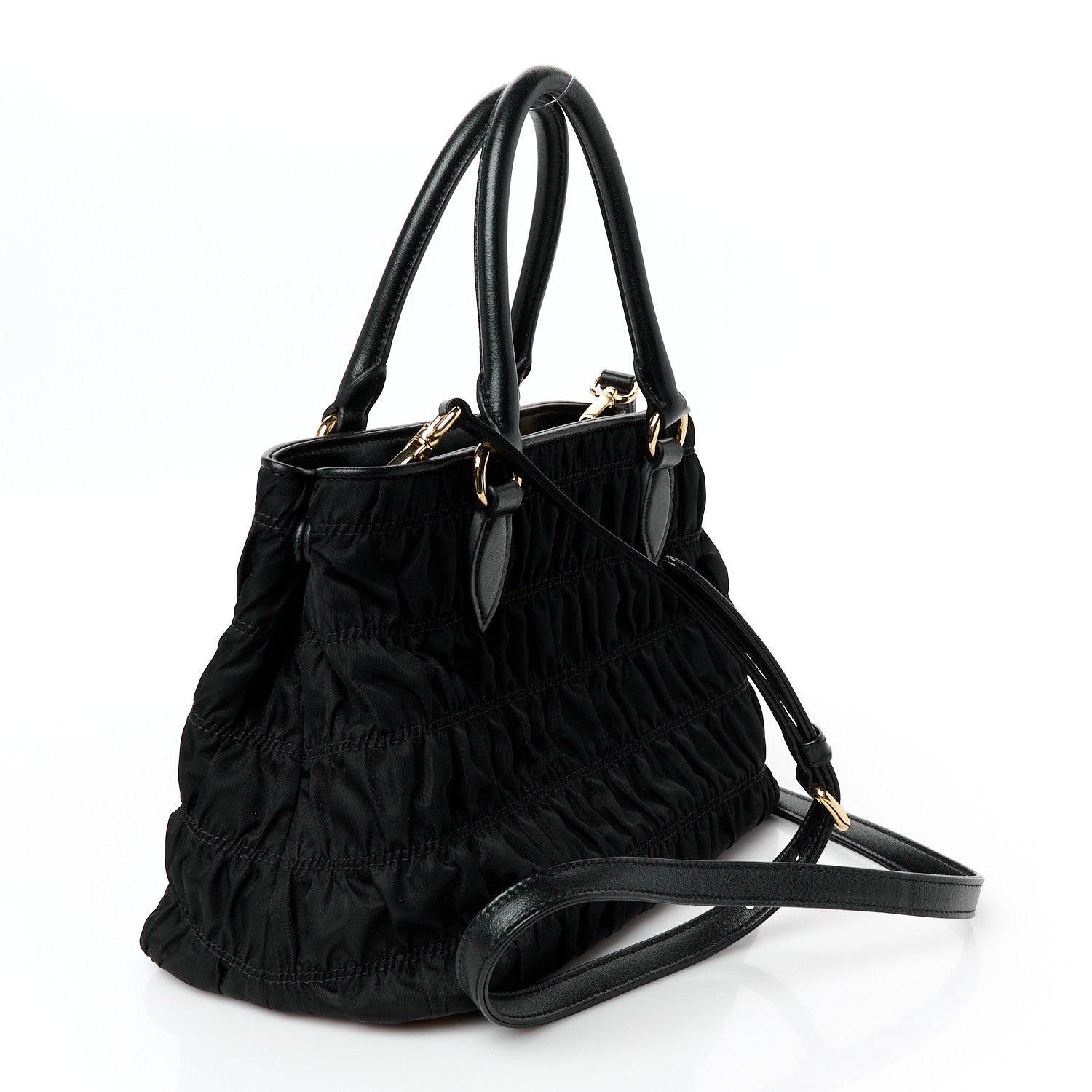 Tessuto Nylon Gaufre Small Tote Black