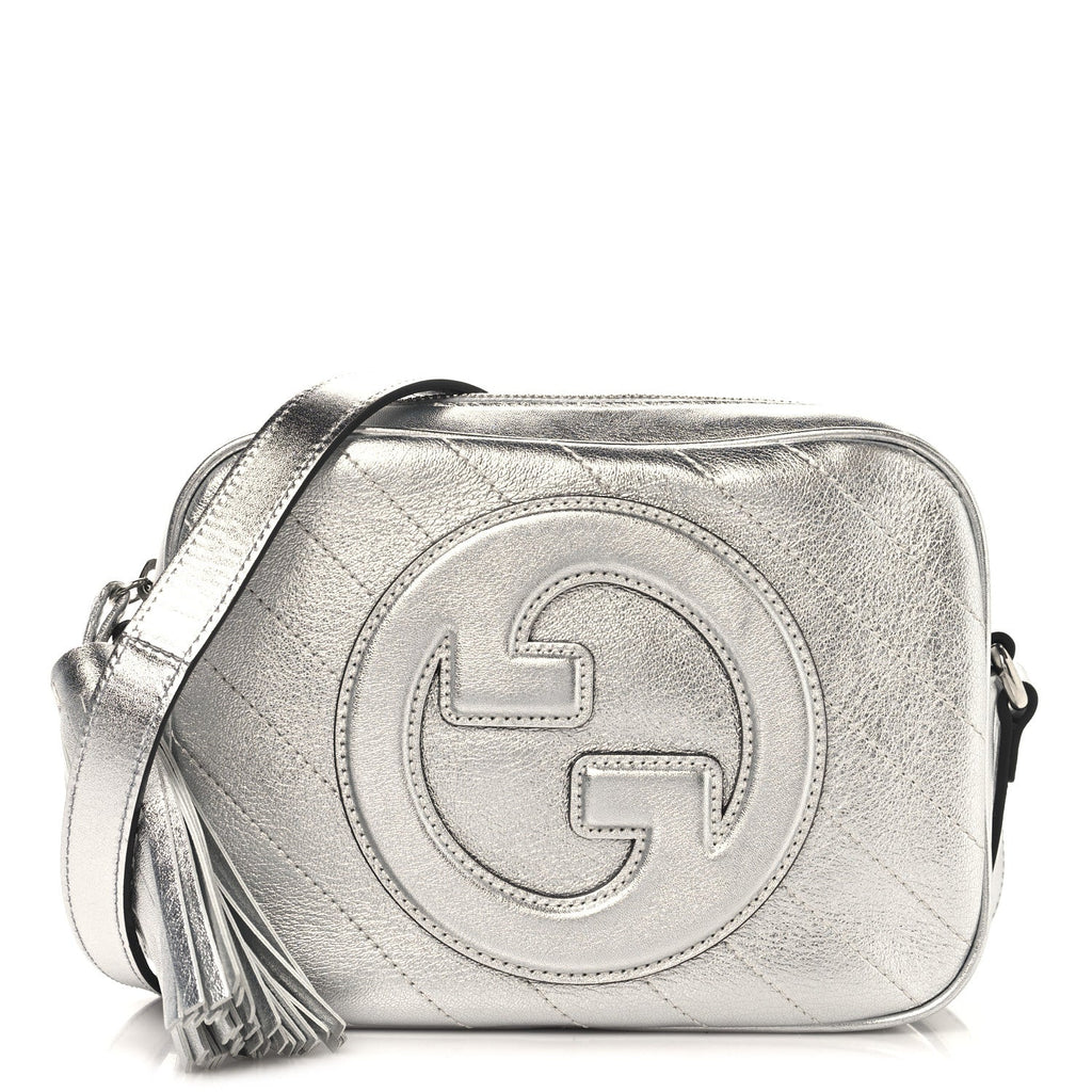 Metallic Sakai Be Green Calfskin Diagonal Stitched Small Blondie Shoulder Bag Silver