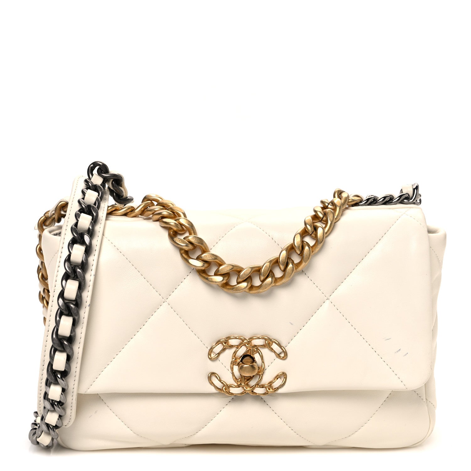 Lambskin Quilted Medium Chanel 19 Flap White
