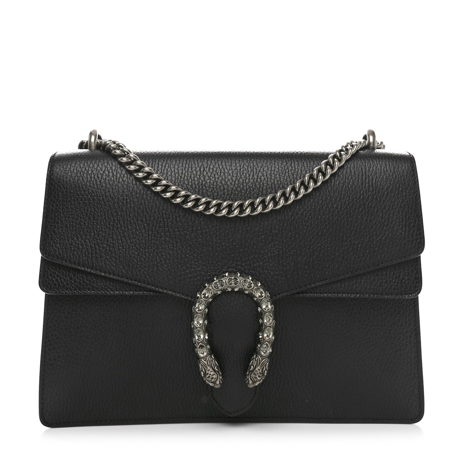 Dollar Calfskin Crystal Medium Dionysus Shoulder Bag Black Black Diamond