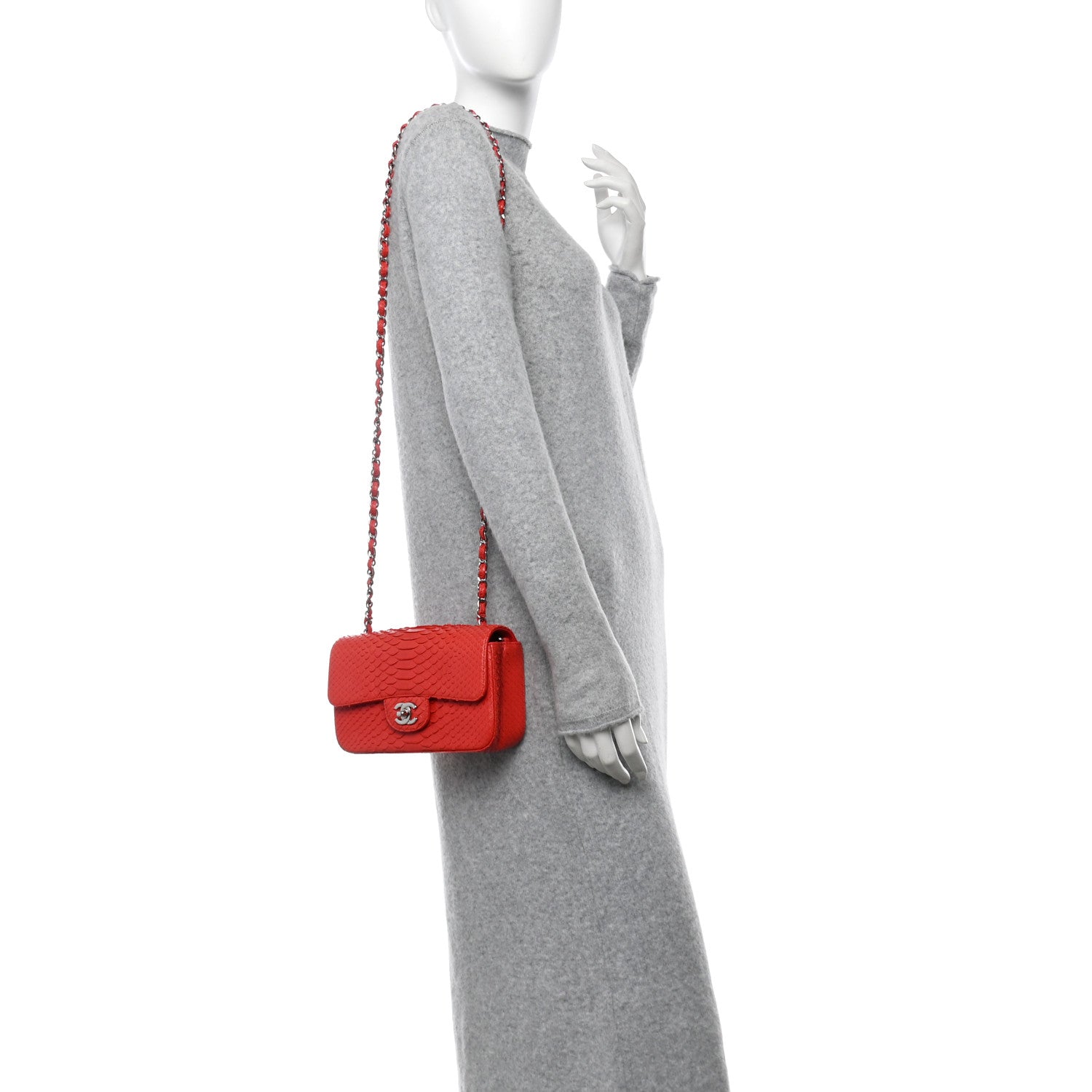 Snakeskin Mini Rectangular Flap Red