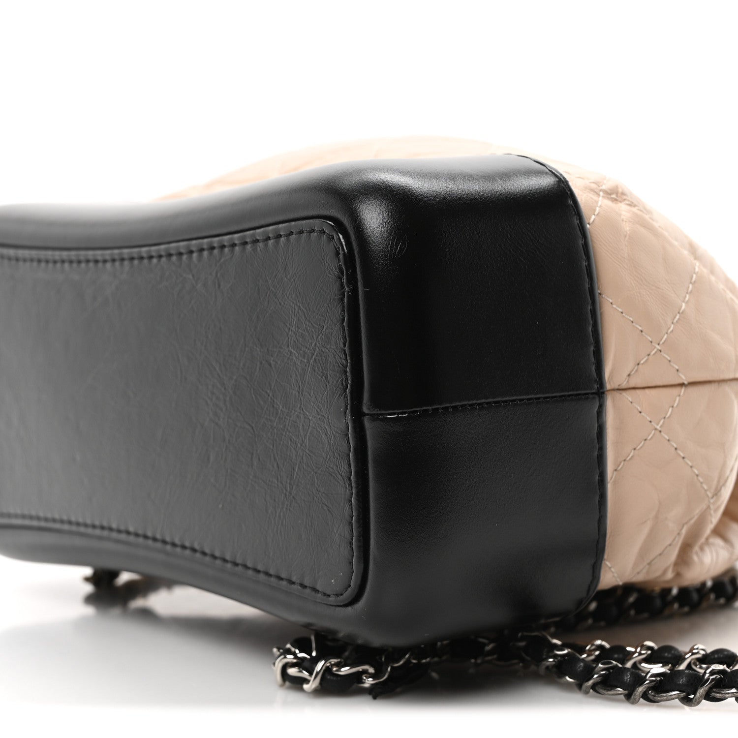 Aged Calfskin Quilted Small Gabrielle Backpack Beige Black