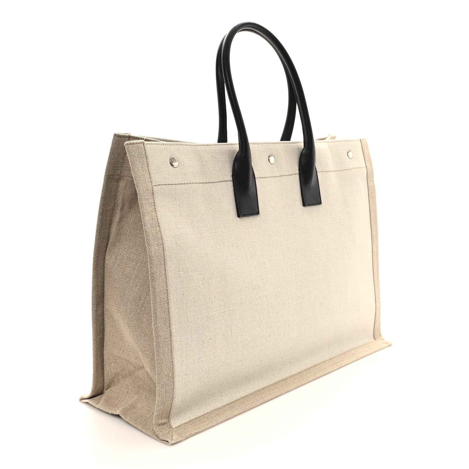 Linen Calfskin Rive Gauche Tote Greggio Natural