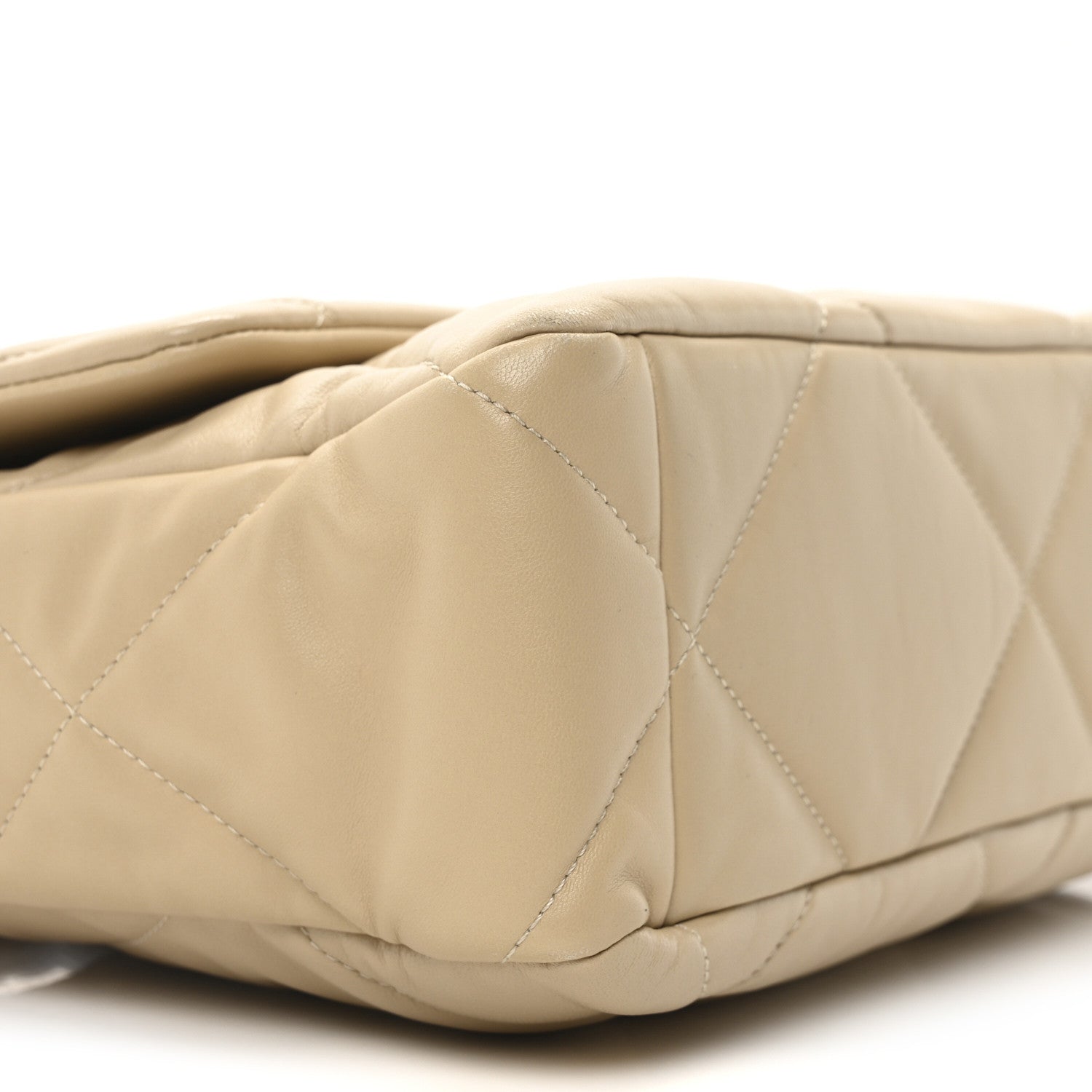 Lambskin Quilted Large Chanel 19 Flap Beige