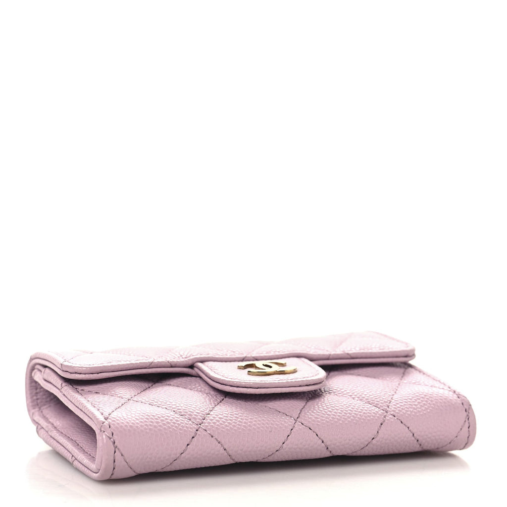 Caviar Quilted Flap  Holder Wallet Light Pink