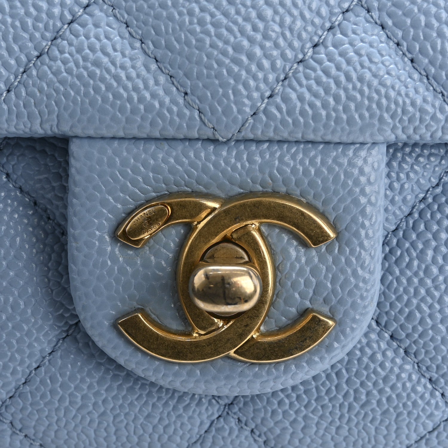 Shiny Caviar Pick Me Up Flap Belt Bag Light Blue