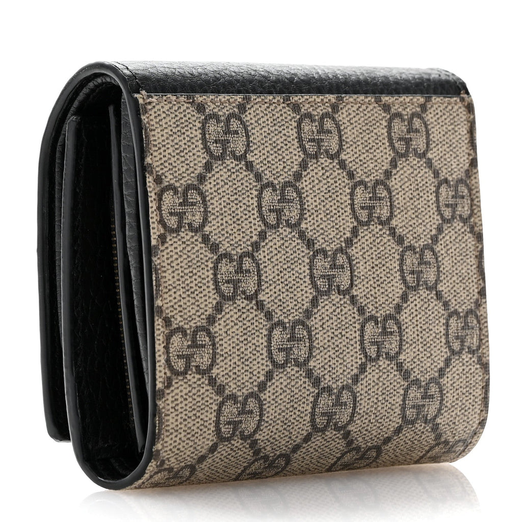 Dollar Calfskin GG Supreme Monogram Medium GG Marmont Wallet Black Beige Ebony