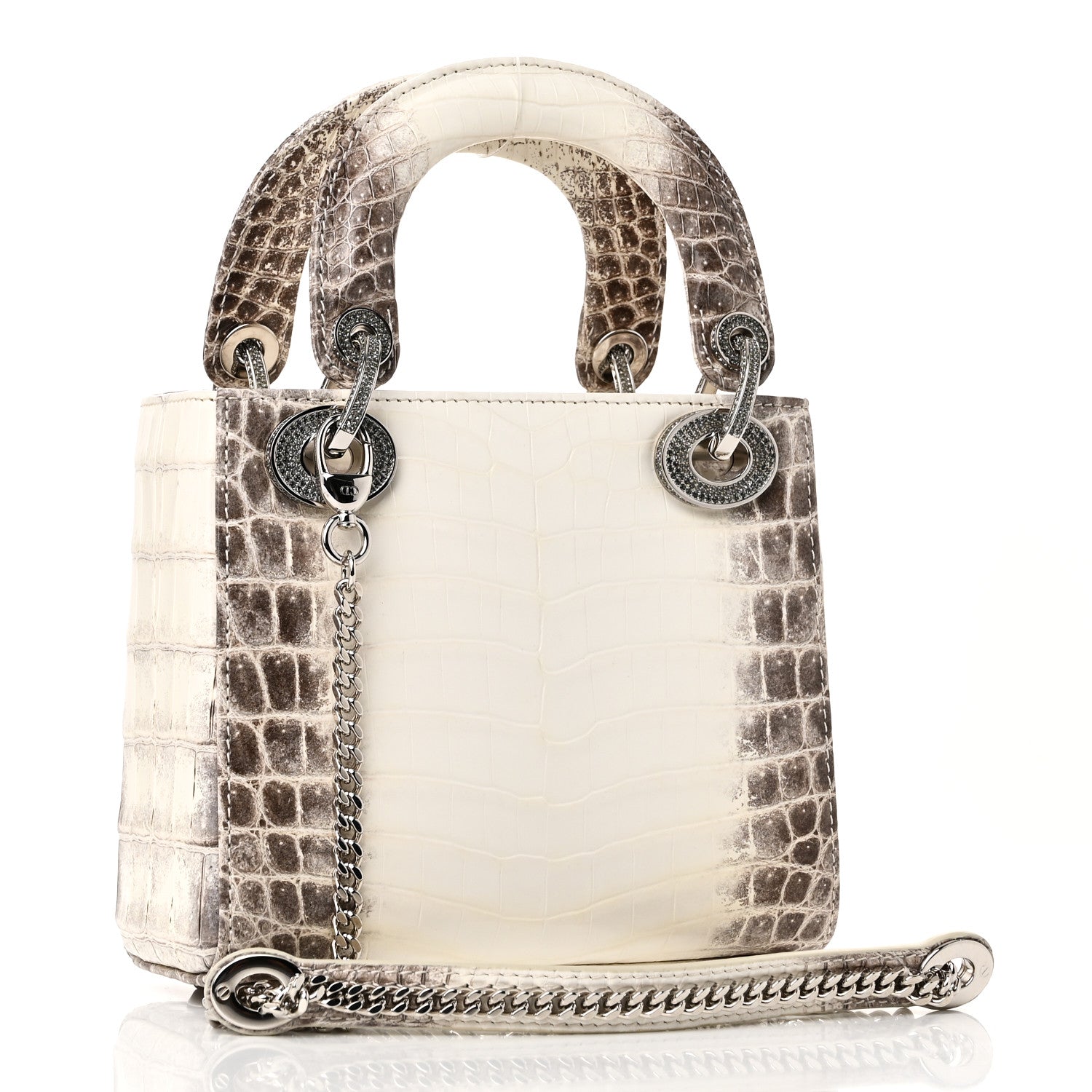 Niloticus Crocodile Himalaya Crystal Mini Lady Dior White