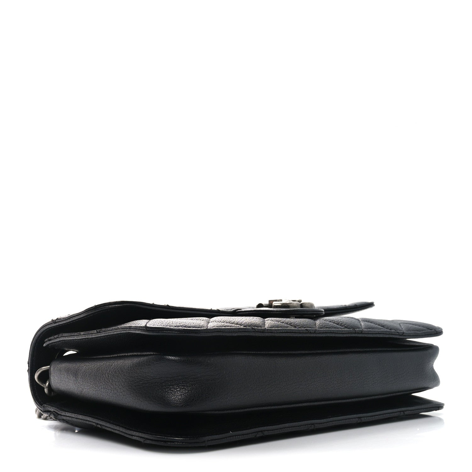 Goatskin Quilted Medium Perfect Edge Flap Black
