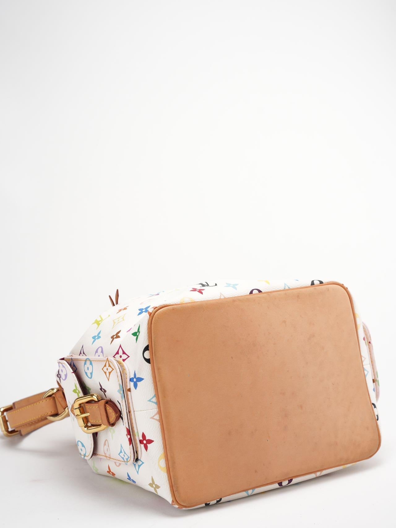 Louis Vuitton White Multicolor Takashi Murakami Bucket Canvas Bag