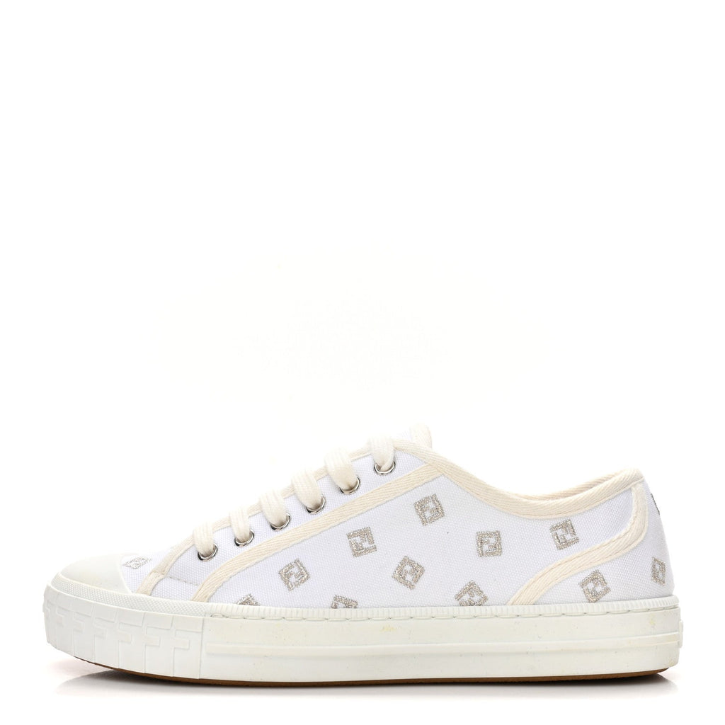 Canvas Lurex FF Womens Domino Low Top Sneakers 36 White
