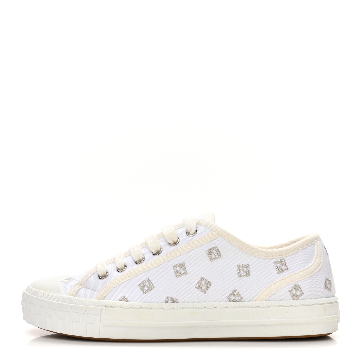 Canvas Lurex FF Womens Domino Low Top Sneakers 36 White