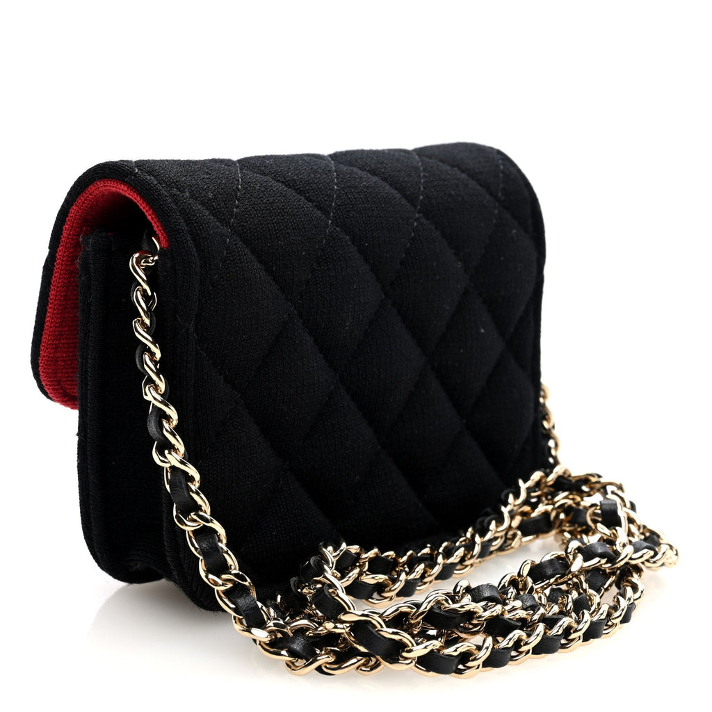 Jersey Quilted Micro Mini Flap Black