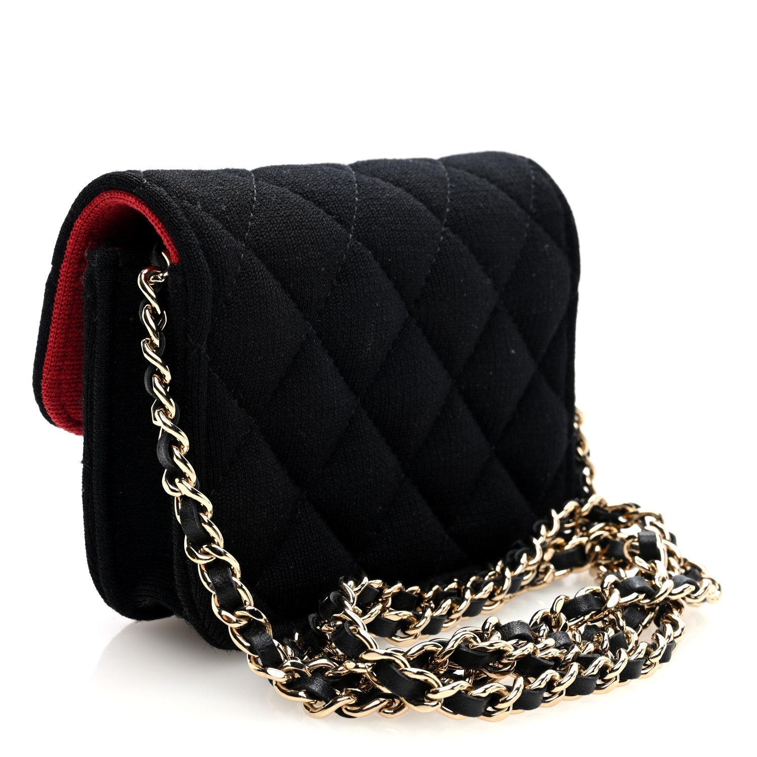 Jersey Quilted Micro Mini Flap Black