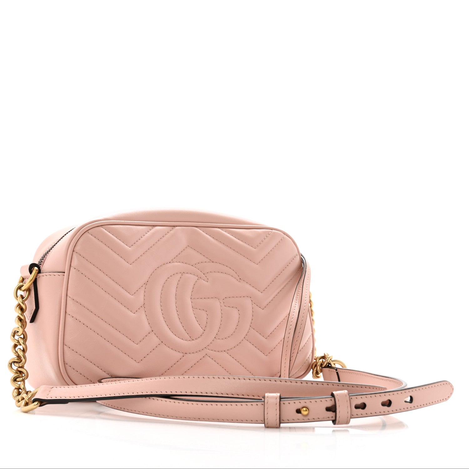 Calfskin Matelasse Small GG Marmont Chain Shoulder Bag Perfect Pink