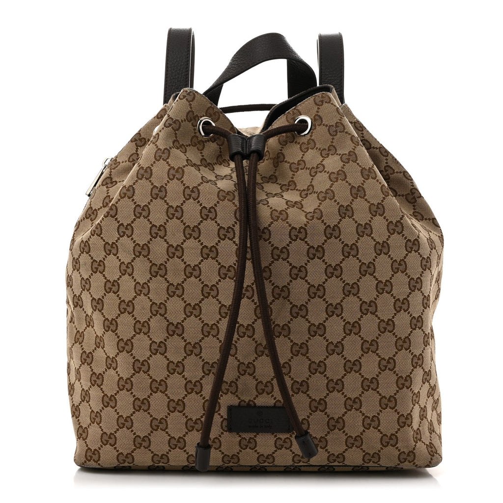 Monogram Dollar Calfskin O Drawstring Backpack Beige Ebony Testa di Moro Dark Chocolate
