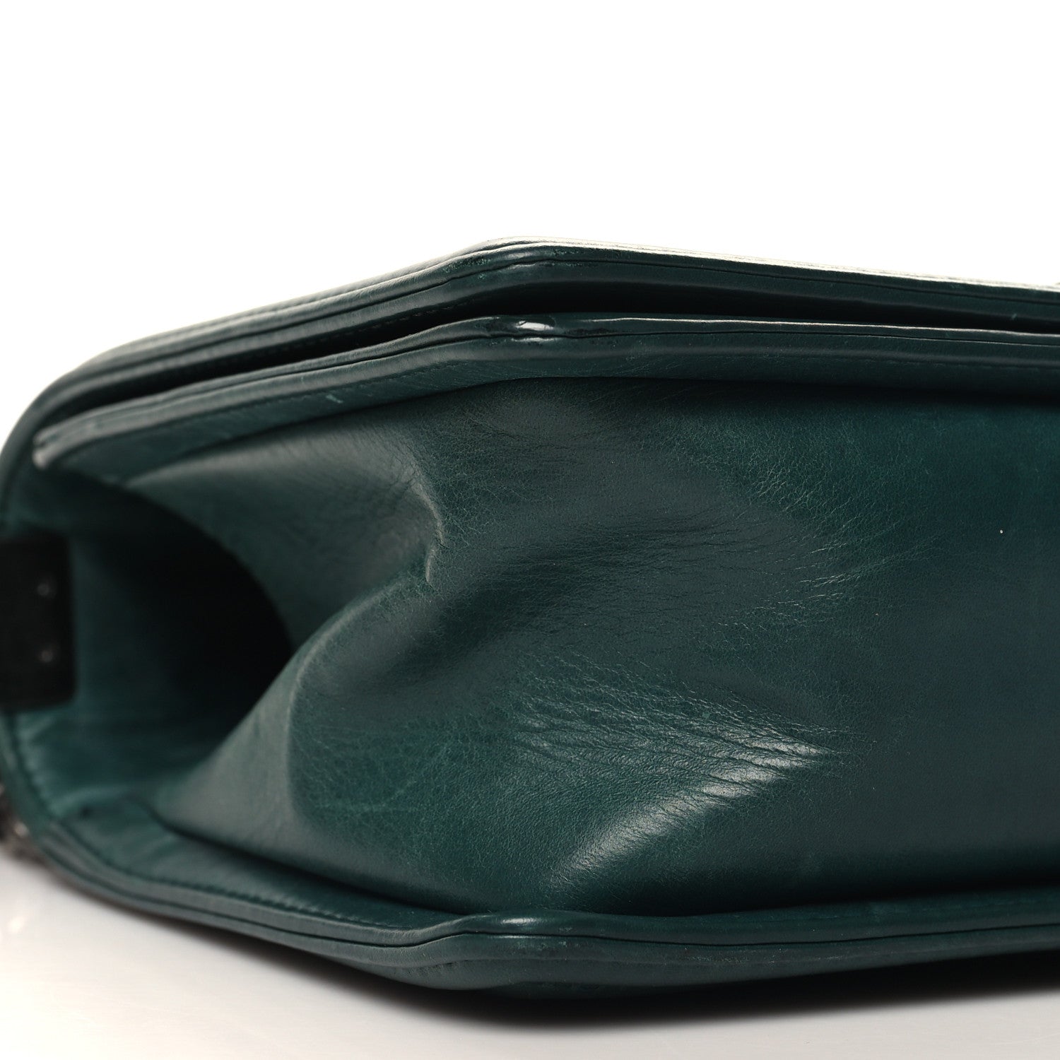 Calfskin Double Stitch Medium Boy Flap Green