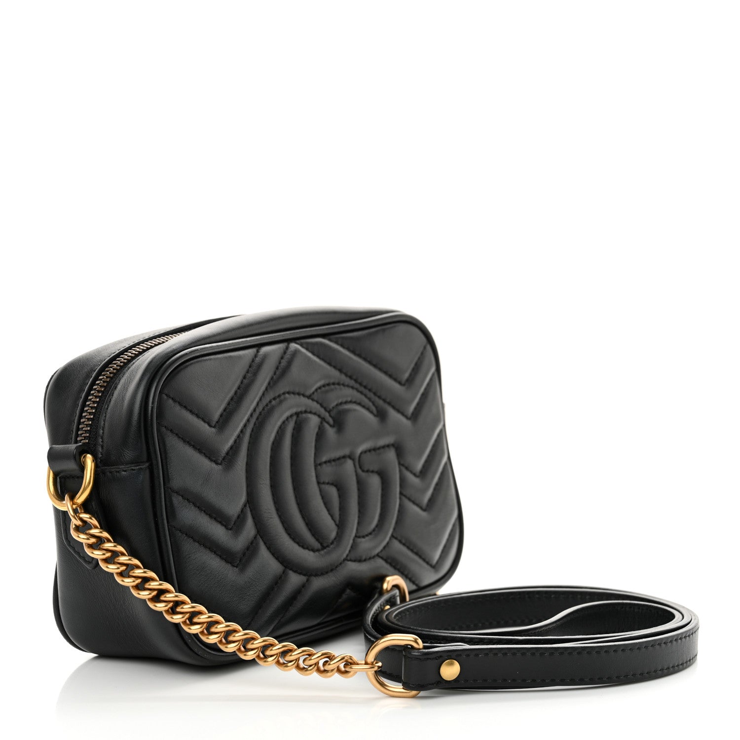 Calfskin Matelasse Mini GG Marmont Chain Shoulder Bag Black