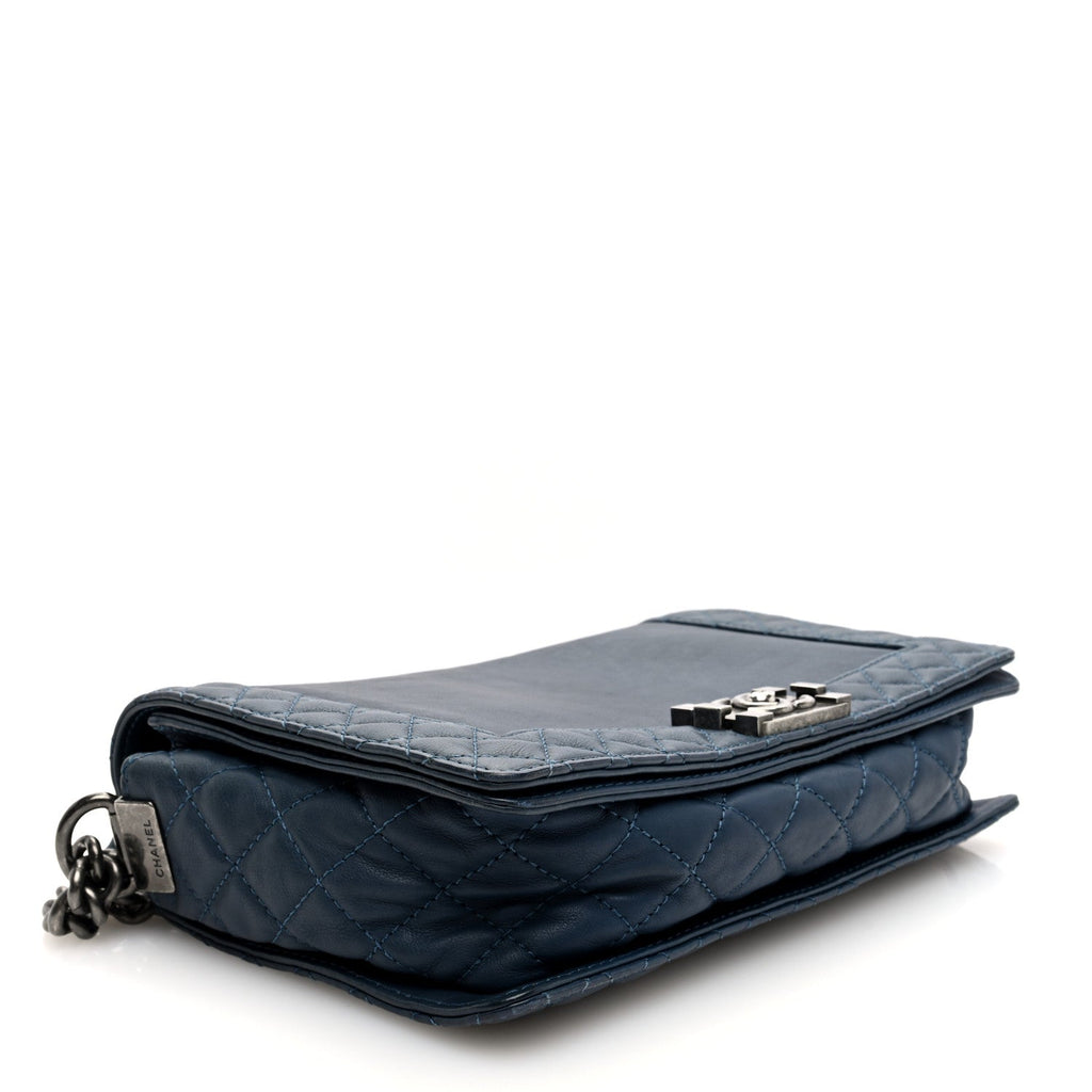 Calfskin Medium Boy Reverso Flap Blue
