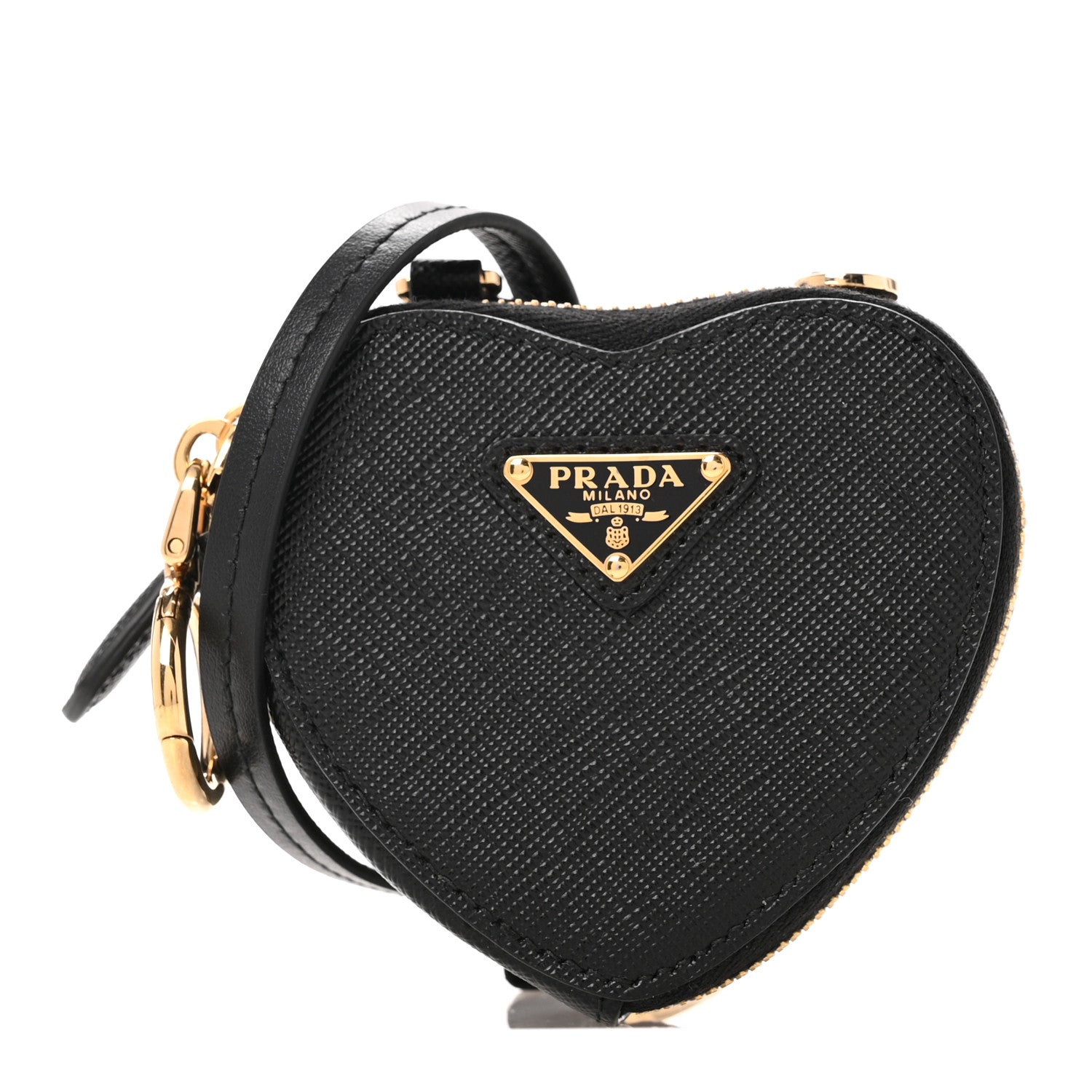 Saffiano Mini Heart Pouch Black