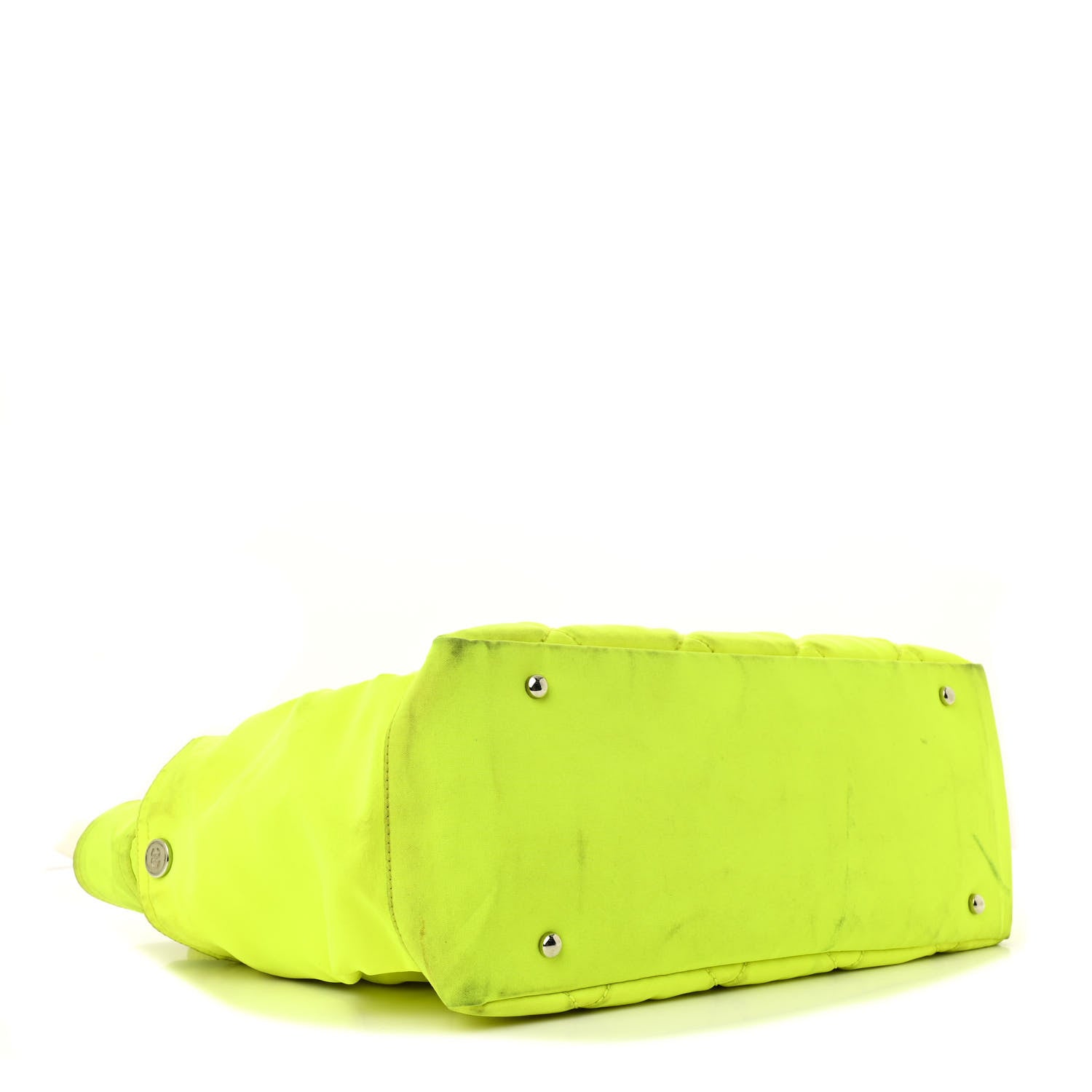 Coated Canvas Quilted Large Paris Biarritz Tote Neon Yellow