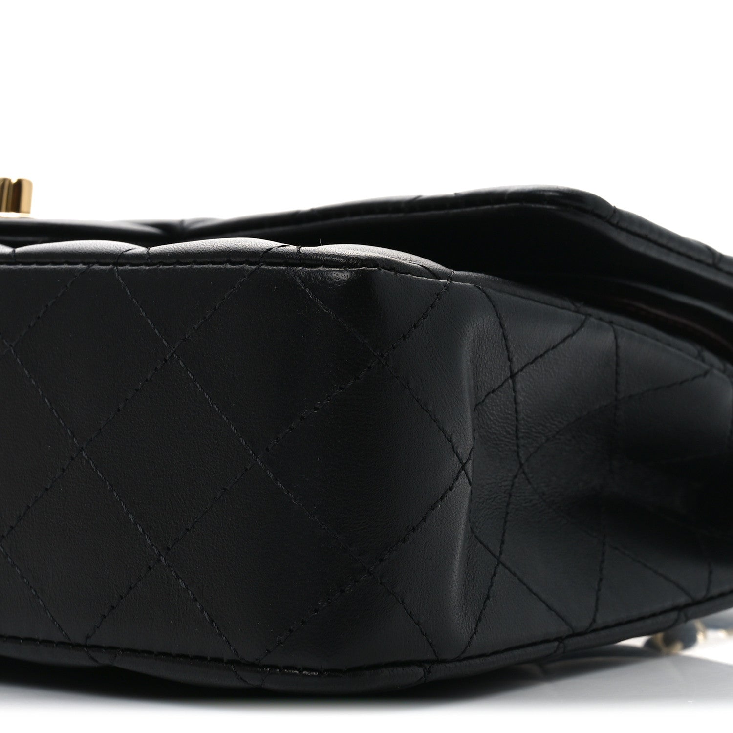 Lambskin Quilted Medium Double Flap Black