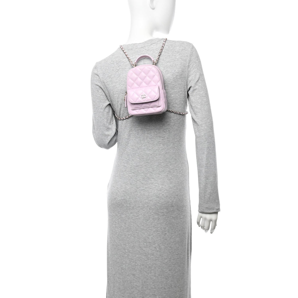 Caviar Quilted CC Mini Classic Backpack Light Purple