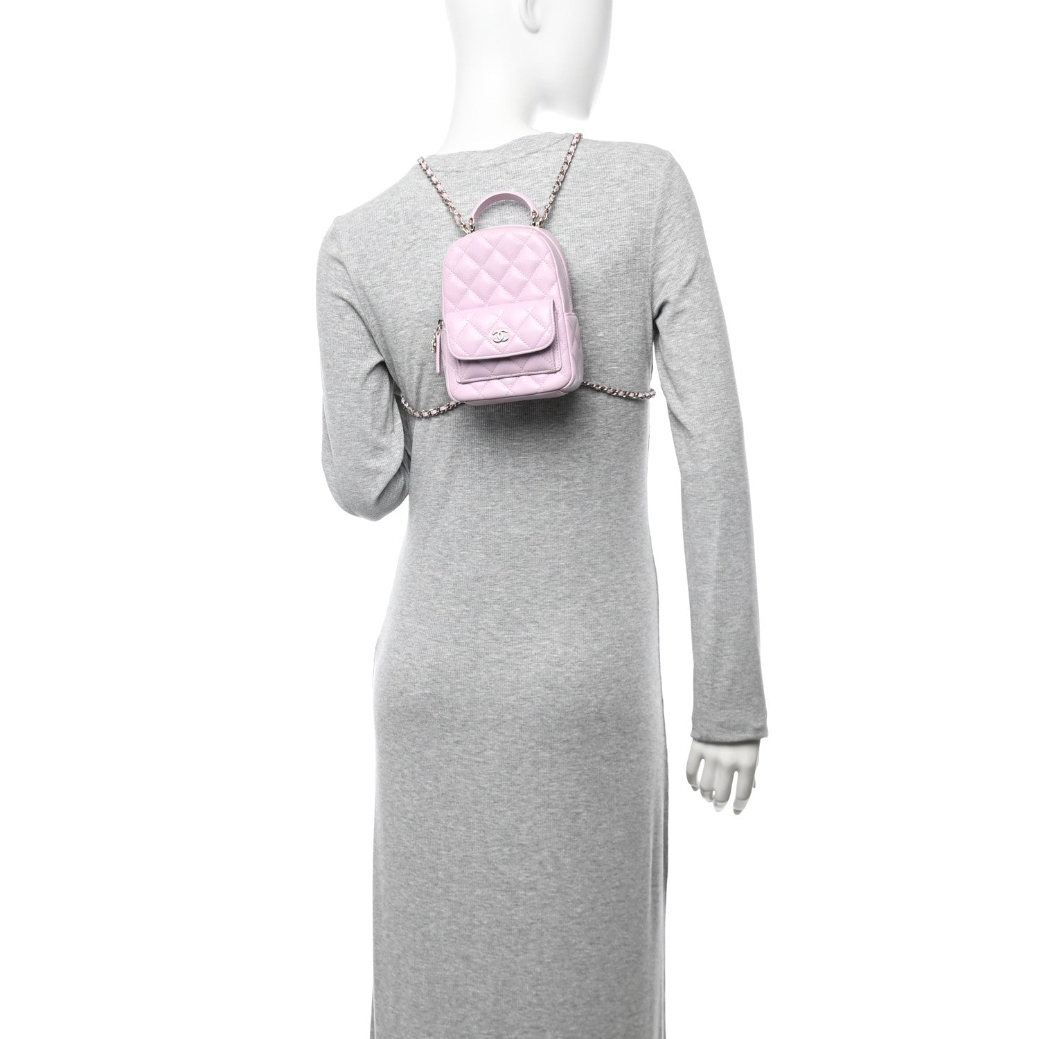 Caviar Quilted CC Mini Classic Backpack Light Purple