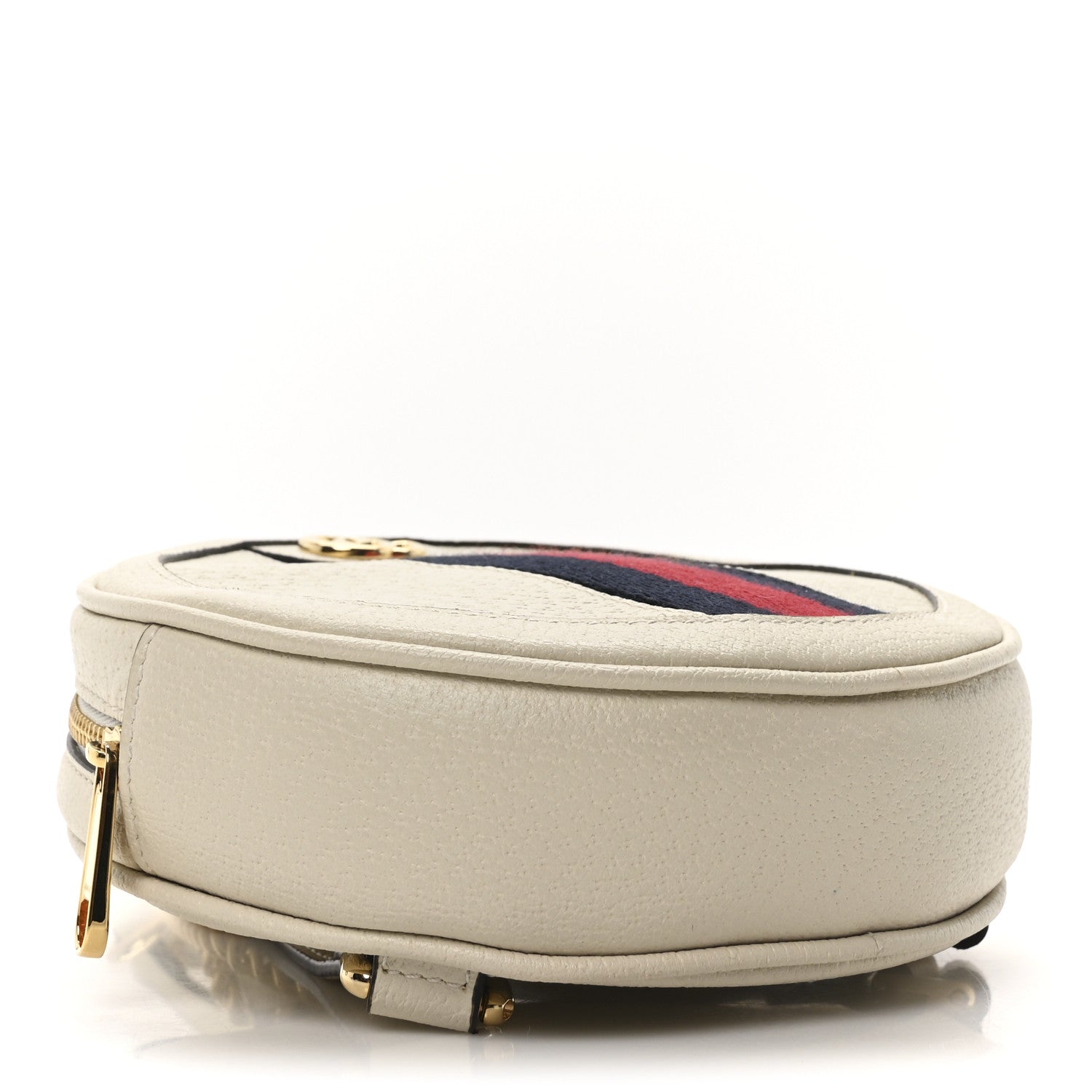 Textured Calfskin Web Mini Ophidia Round Backpack Mystic White