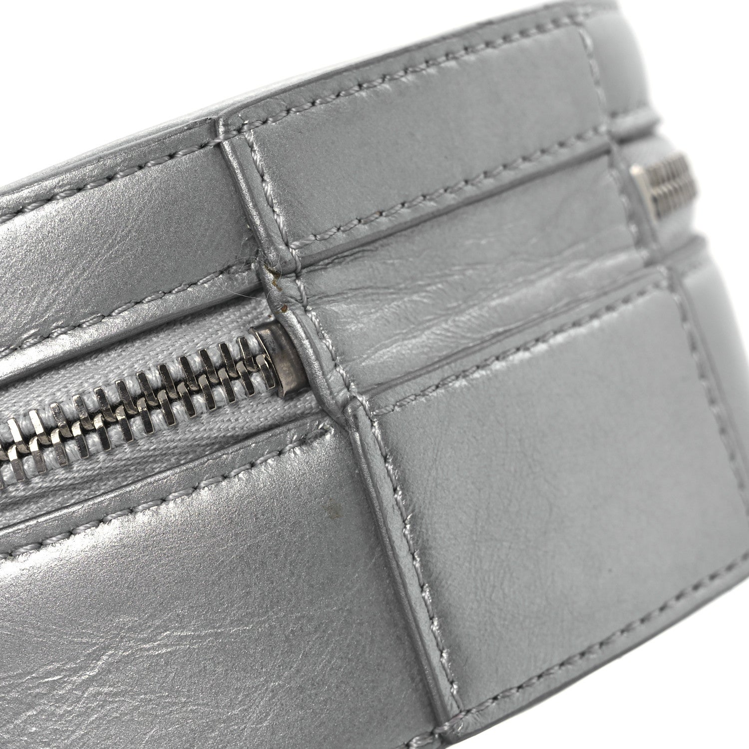 Metallic Glazed Calfskin Round As Earth Evening Bag Silver