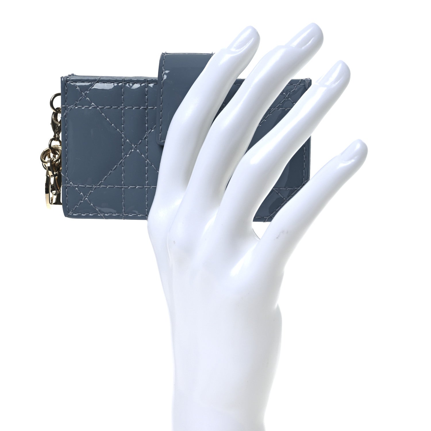 Patent Cannage Lady Dior 5 Gusset Jasmine  Holder Cloud Blue