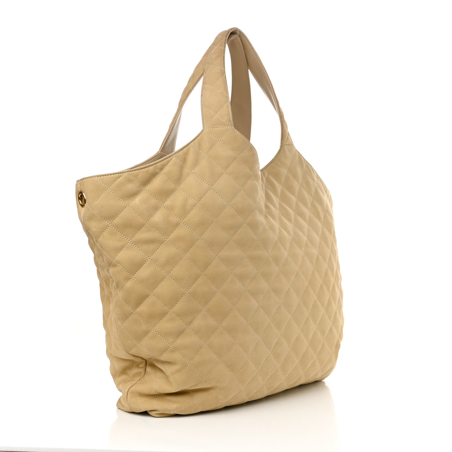Nubuck Suede Quilted Maxi Icare Shopping Tote Safari Beige