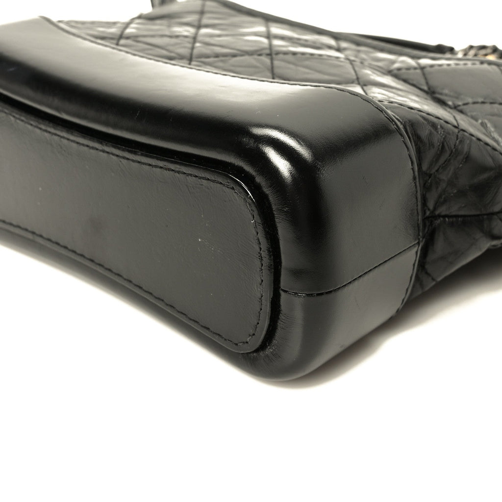 Aged Calfskin Quilted Small Gabrielle Hobo Black