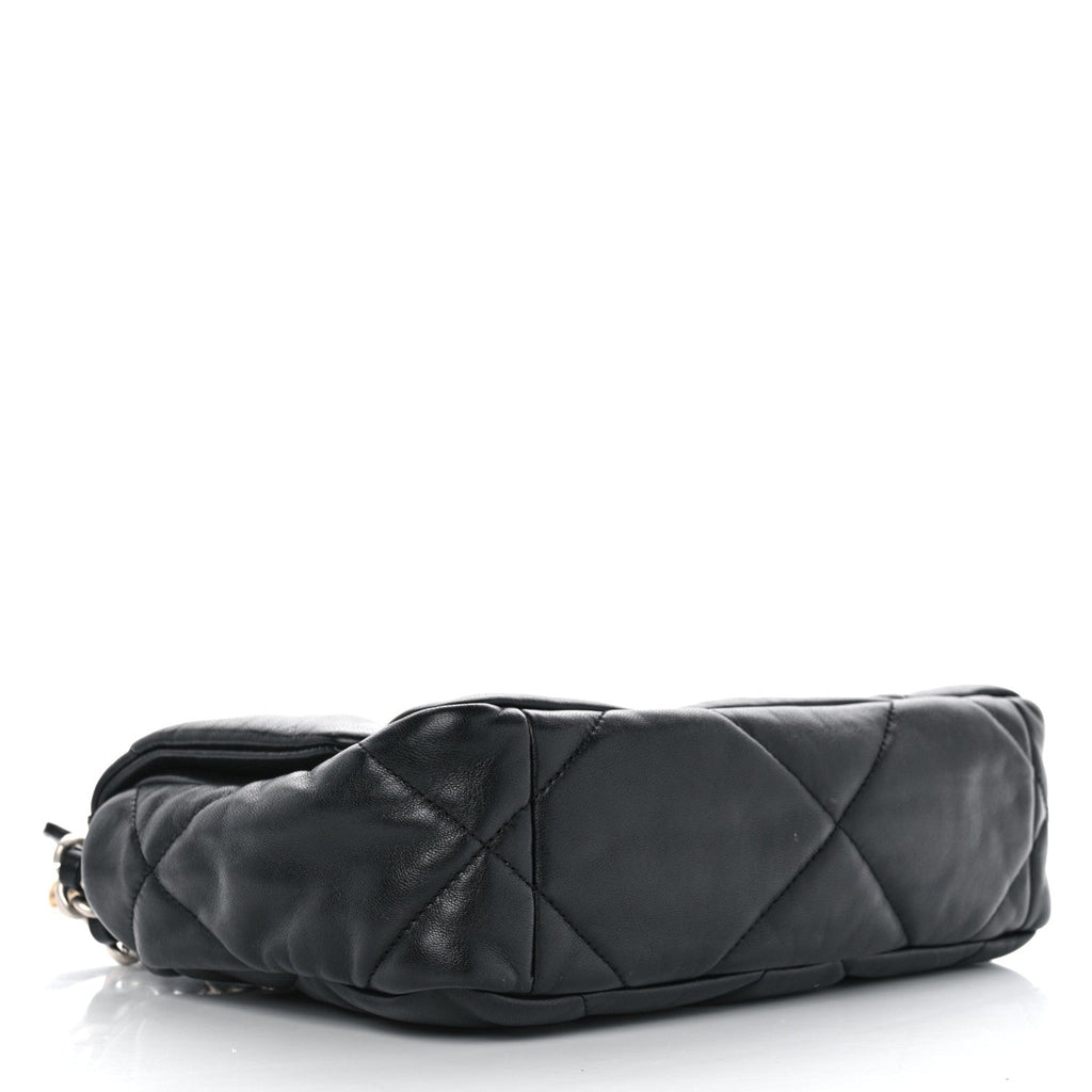 Shiny Goatskin Quilted Medium Chanel 19 Flap Black