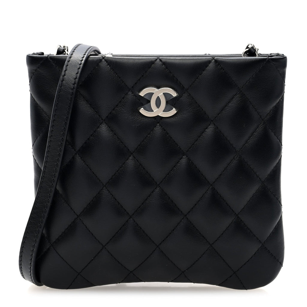 Lambskin Quilted Crossbody Bag Black