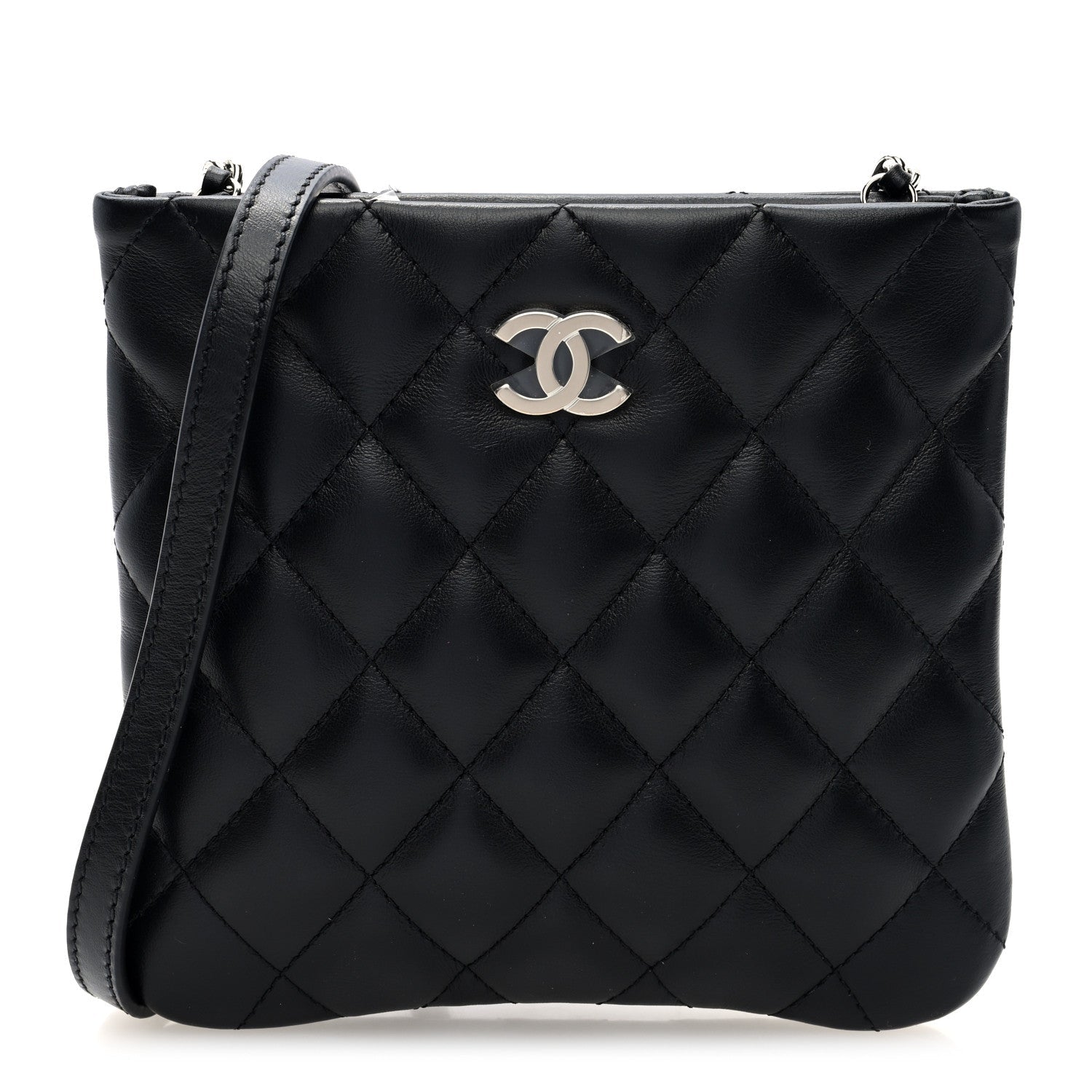 Lambskin Quilted Crossbody Bag Black