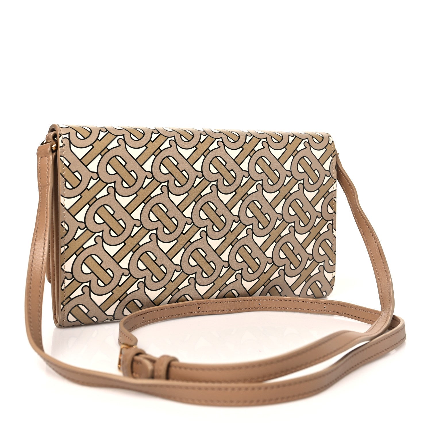 Calfskin Monogram TB Hazelmere Wallet With Detachable Strap Beige